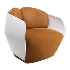Sillón Lorelei de piel nobuk naranja