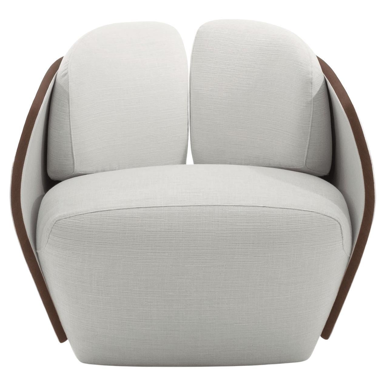 Lorelei White Fabric and Leather Armchair