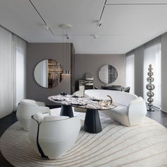 Canapé trois places en cuir blanc Lorelei