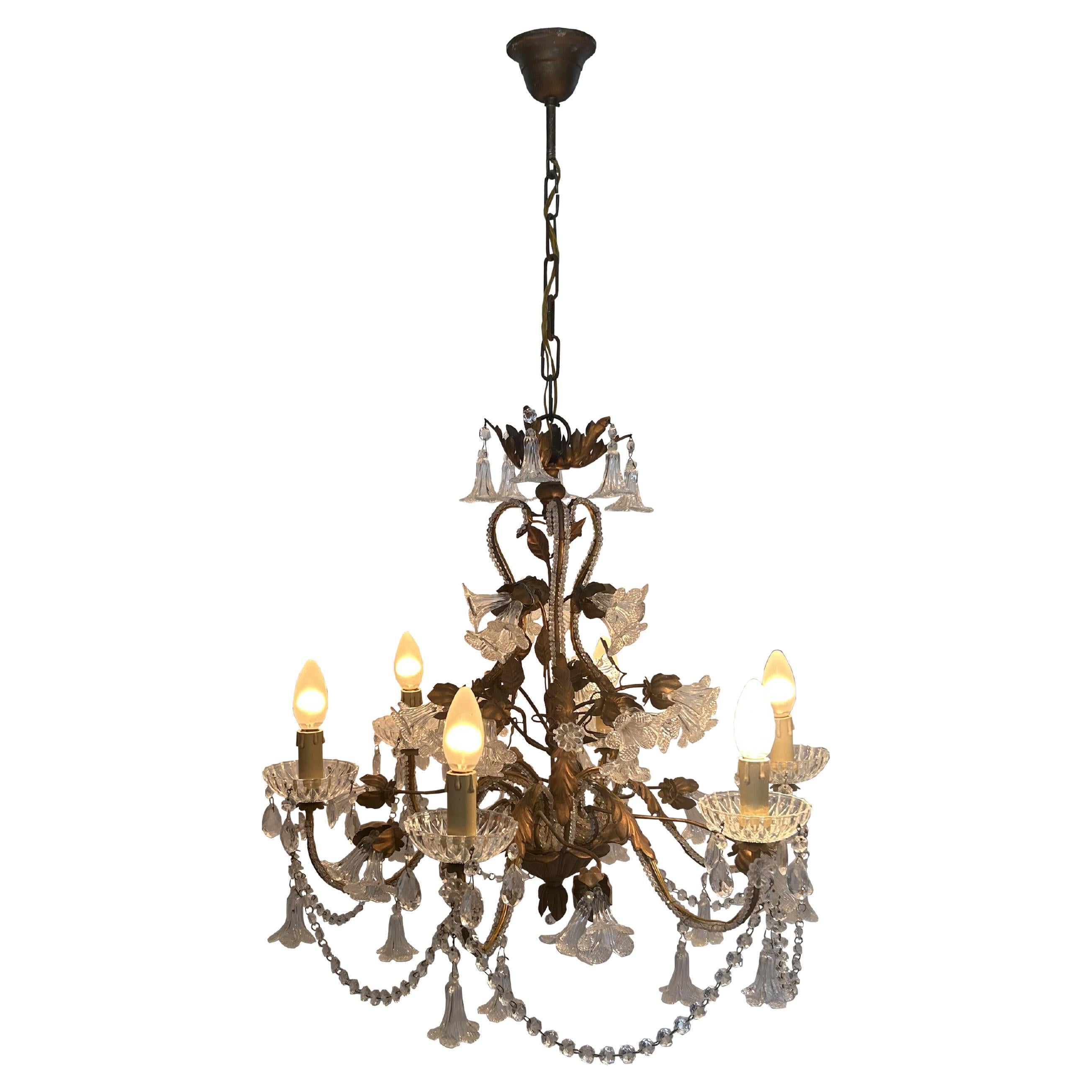 A hand made Murano chandelier, extremely elegant and romantic. 