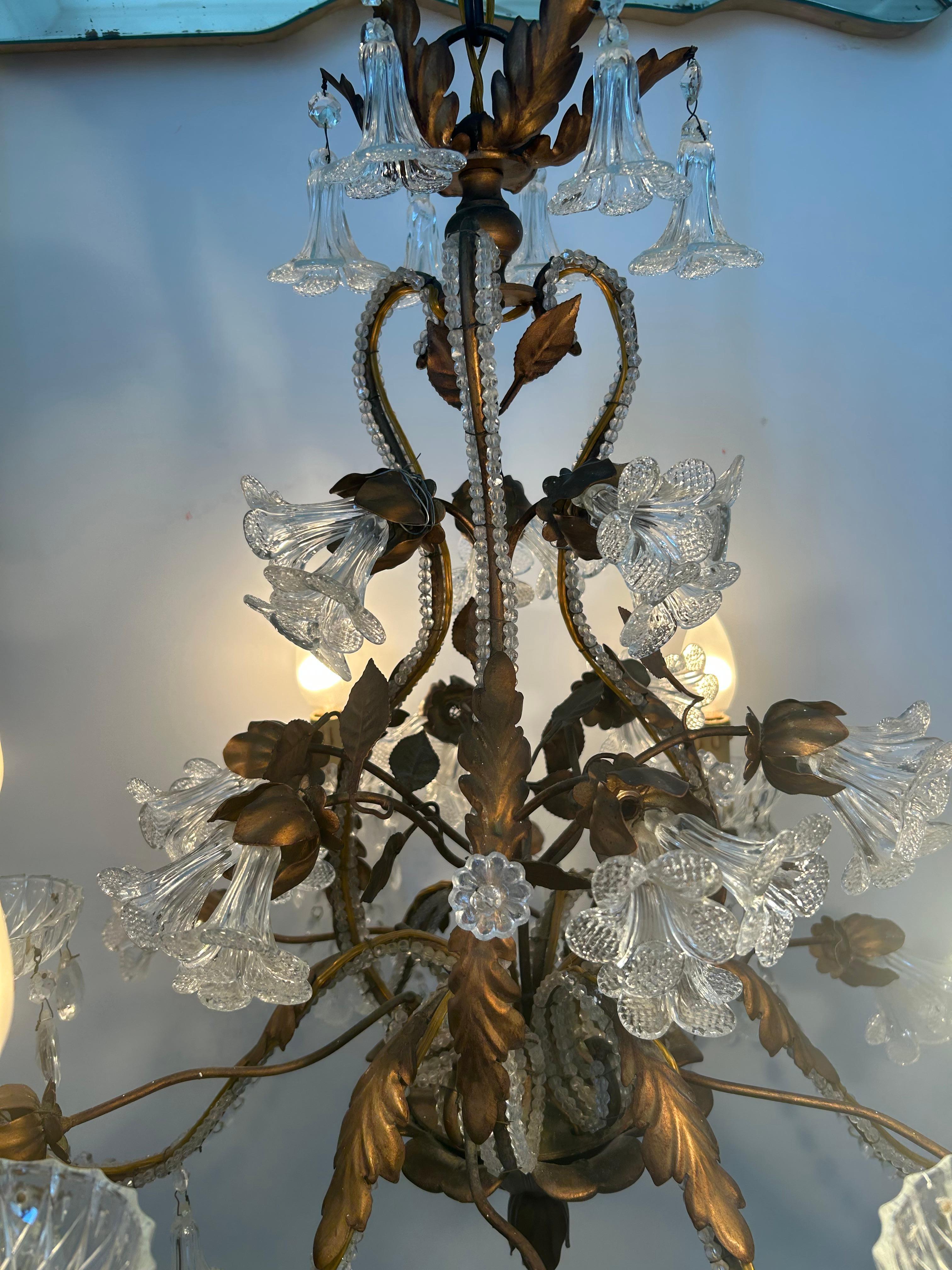 Italian Lorelie's Dream, Sparkling and Romantic Murano Chandelier, 1950's For Sale