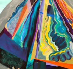 House of Peacock Ore, 2020, peinture à l'huile abstraite surréaliste en cristal de pierre précieuse 30x30