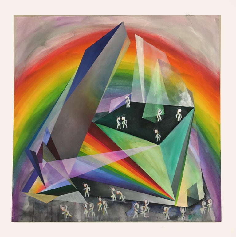 Museum of Rainbow Light, surreal abstract, gemstone crystal, 32x32