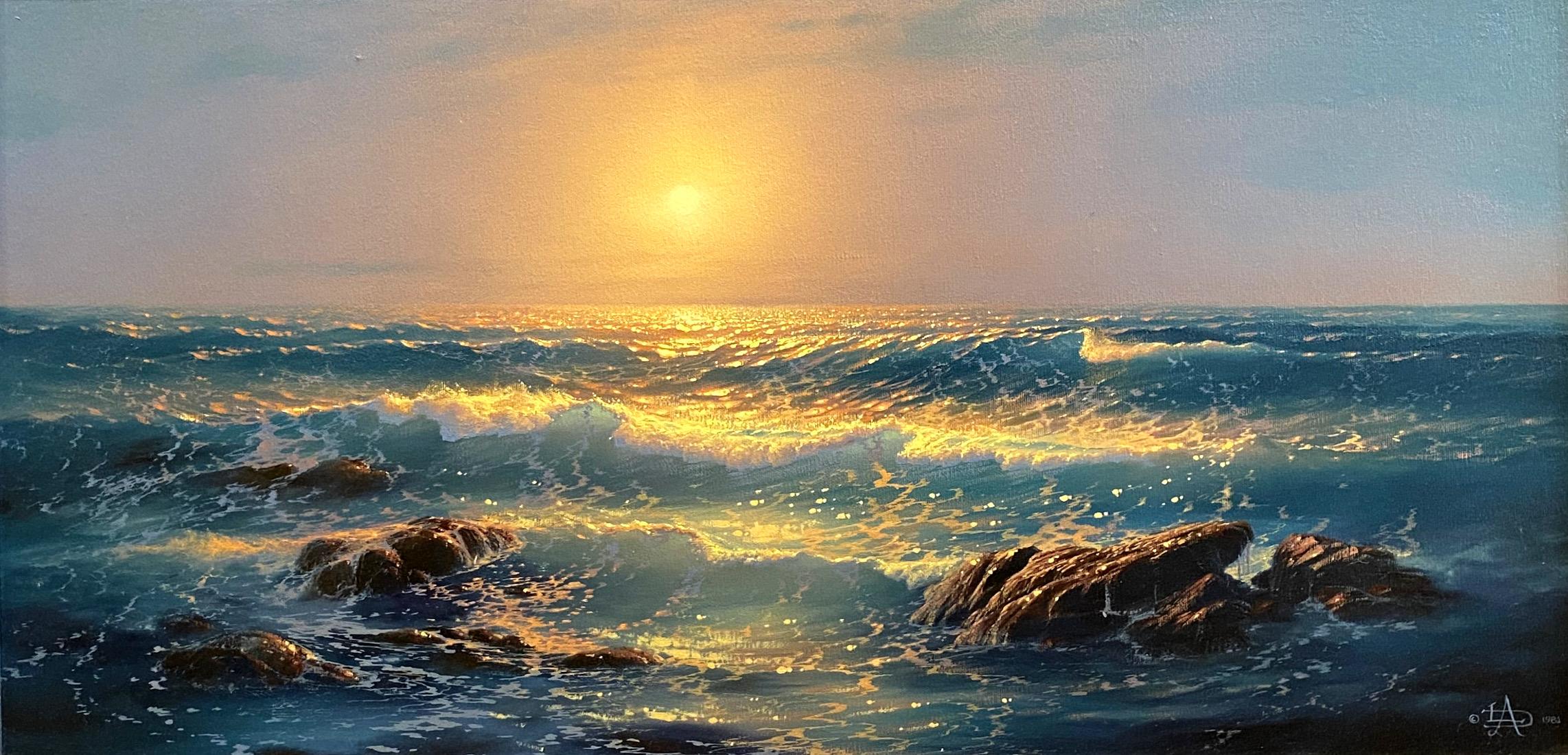Loren Adams Landscape Painting - "Capriccio In Sea Minor" Seascape Ocean AMAZINGLY BEAUTIFUL Image 12 x 24