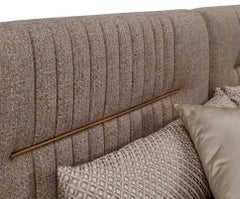 LOREN Bed with Long Headboard and Antique Brass details
