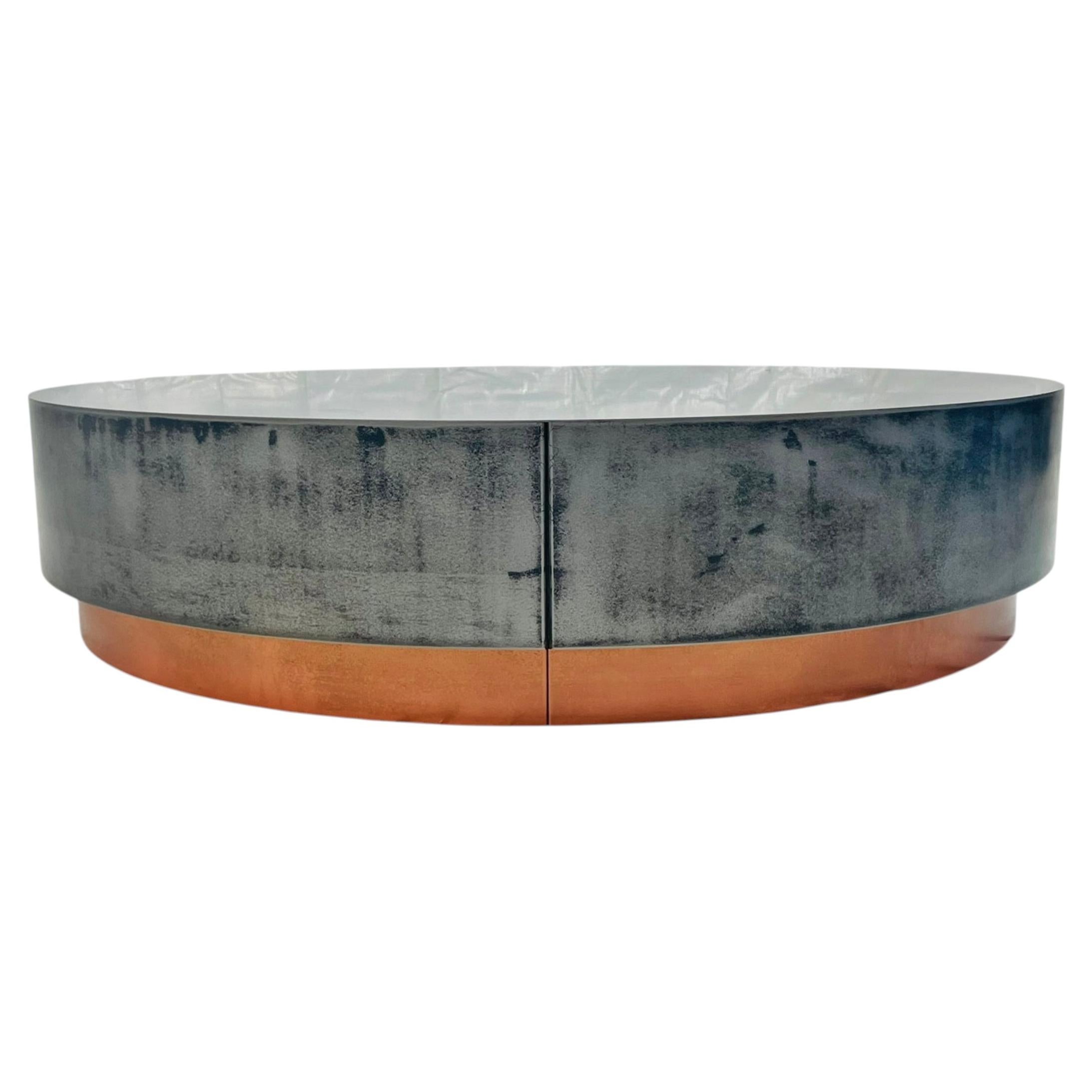 Table basse "Loren" par Draga & Aurel pour Baxter, nickel et cuivre vieillis, Italie