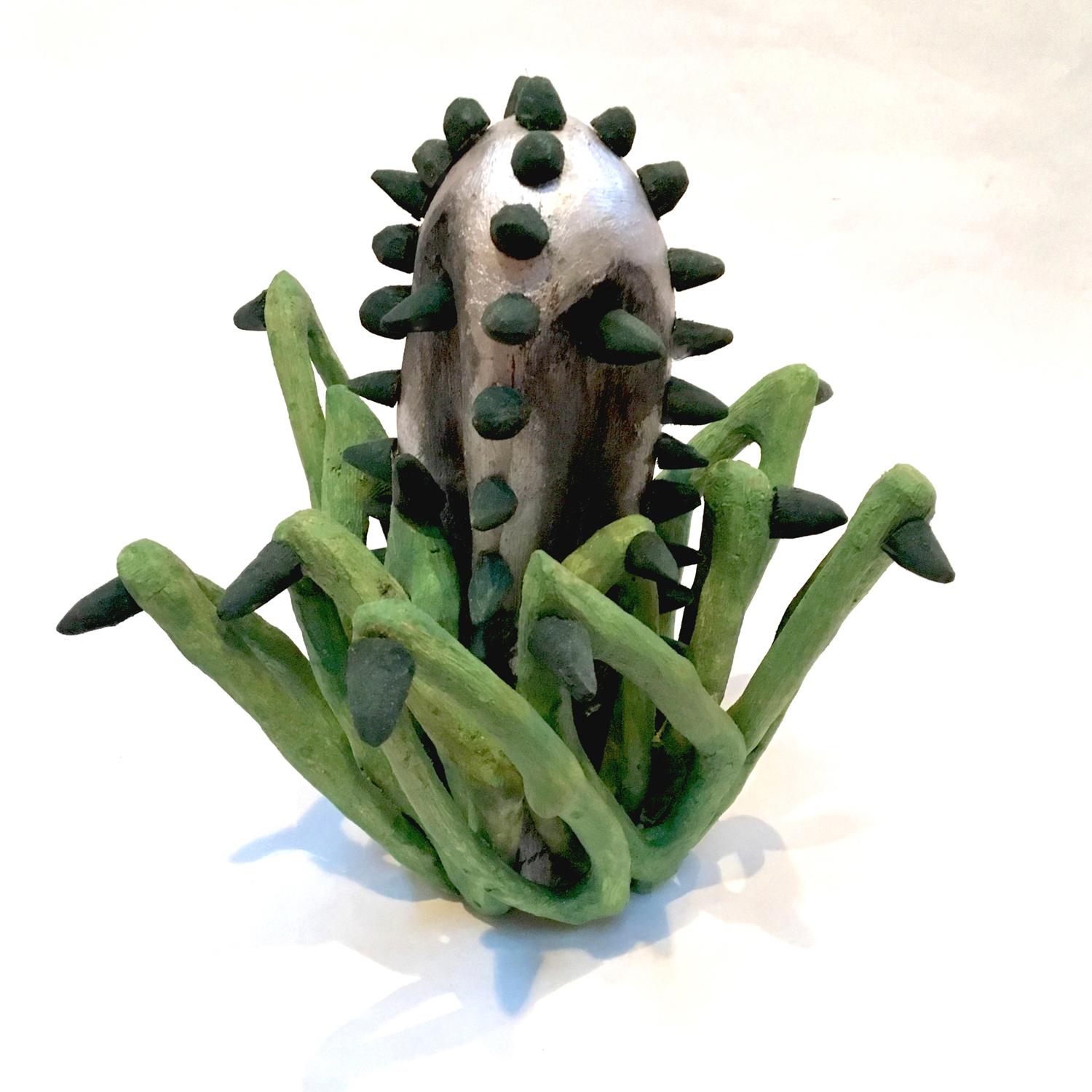 Loren Eiferman Still-Life Sculpture - Carbon Capture, recycled wood plant sculpture