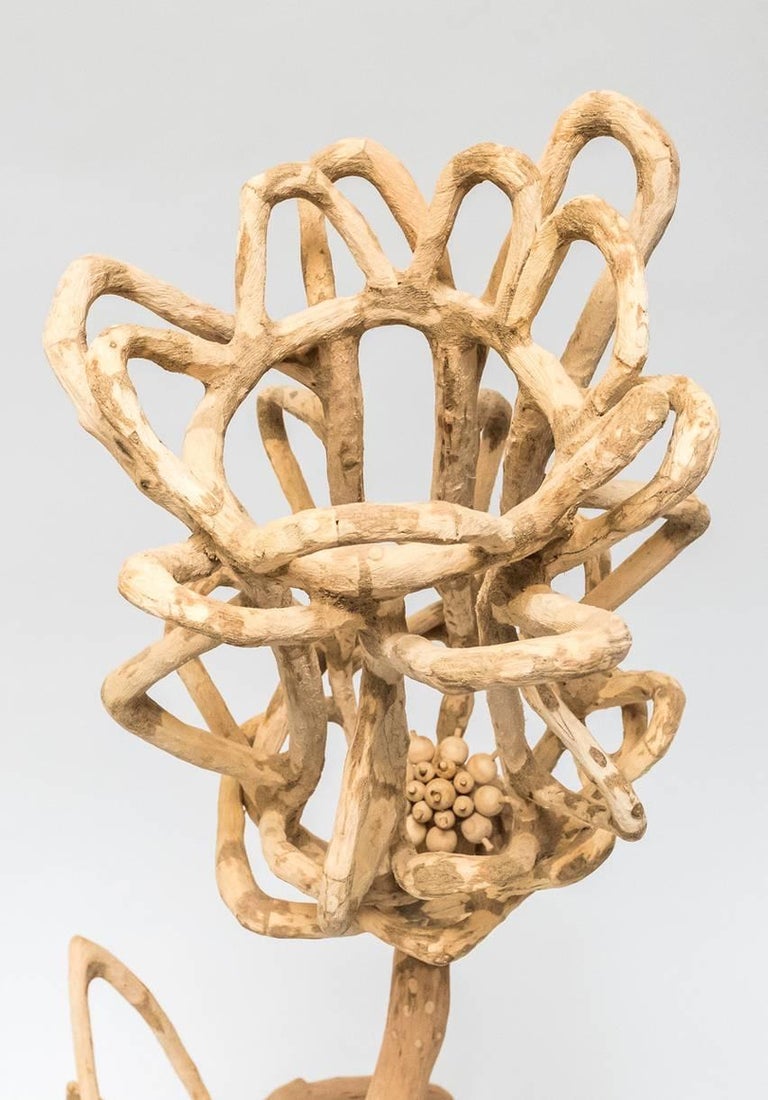 Loren Eiferman, Voynich #1, 124 Pieces of Wood, 2015, Wood, Putty, 54x30x20 in - Brown Still-Life Sculpture by Loren Eiferman