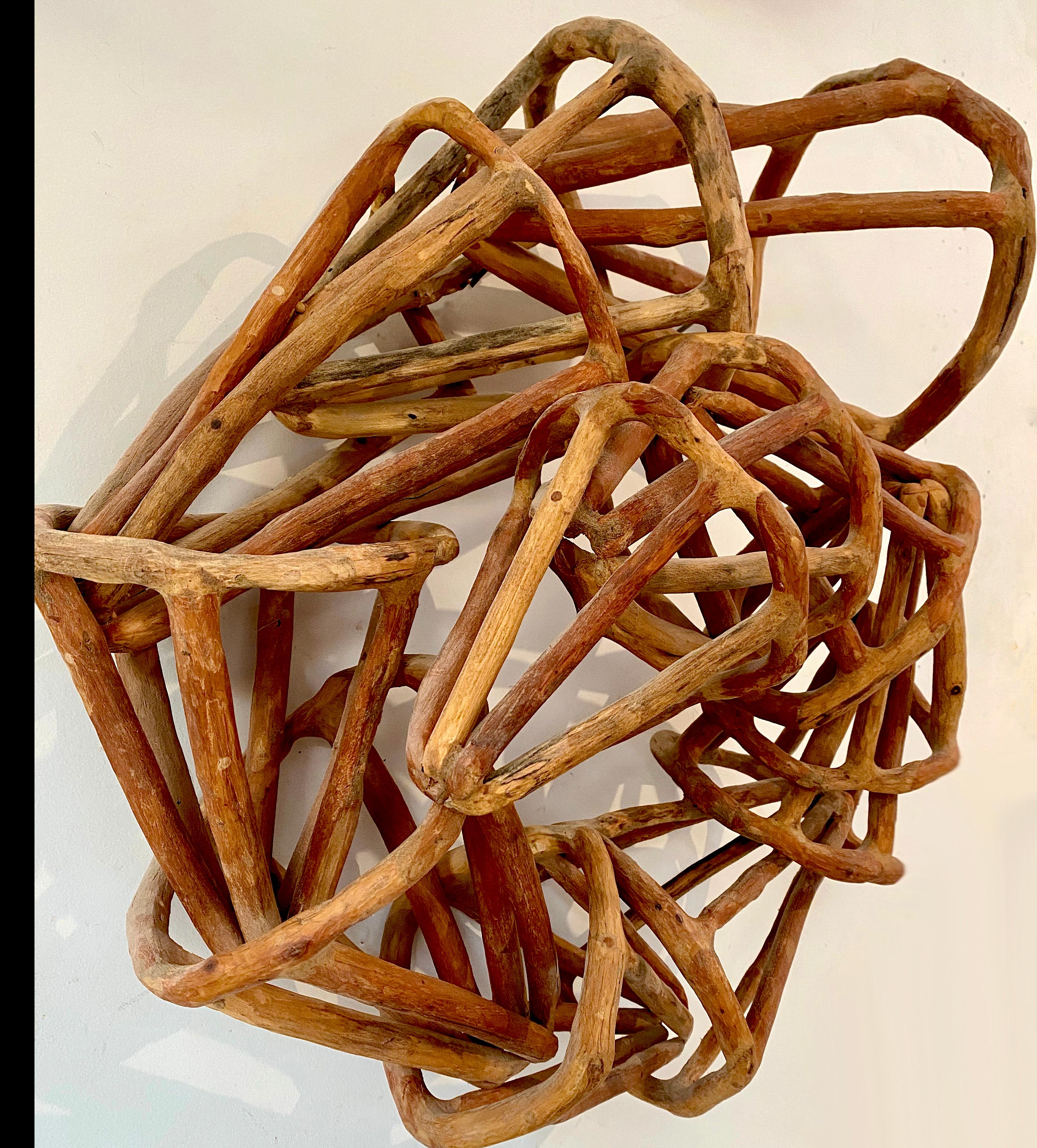 Wood Sculpture, 167 pieces: 'To Be Continued' - Brown Abstract Sculpture by Loren Eiferman
