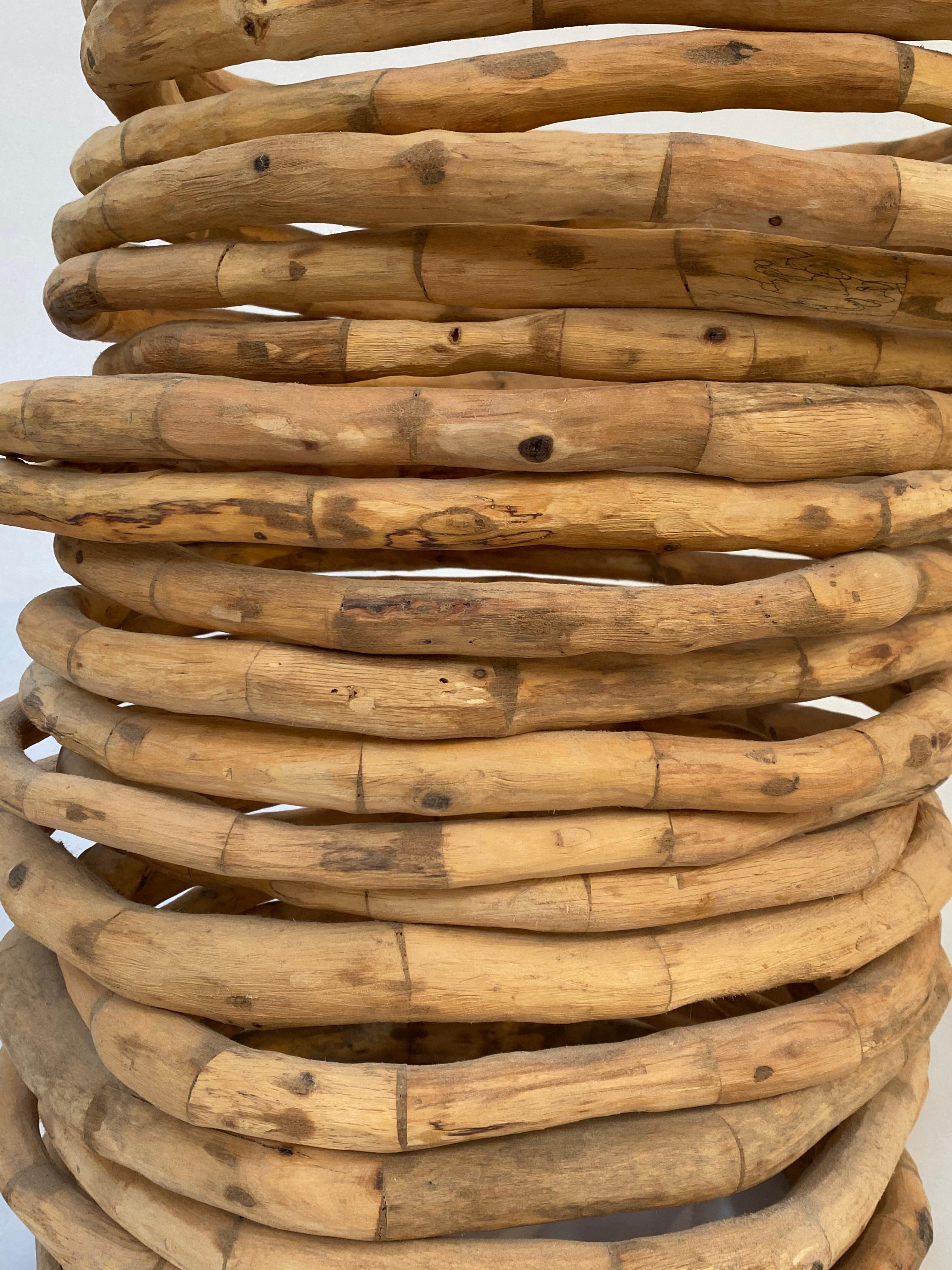 Wood Sculpture, 336 pieces, 21 rings/circles : 'Chlorophyll' - Brown Abstract Sculpture by Loren Eiferman