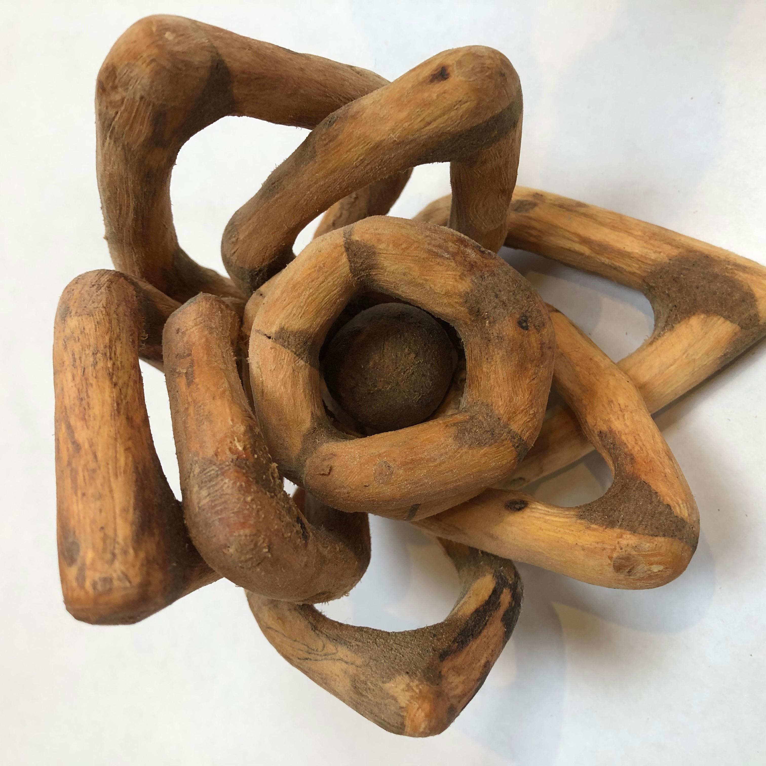 Sculpture en bois, 44 pièces : « Fiji n°1 » - Marron Abstract Sculpture par Loren Eiferman