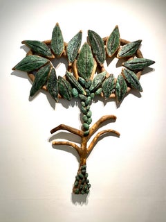 Wall Sculpture of plant: "Spiraling Borage”