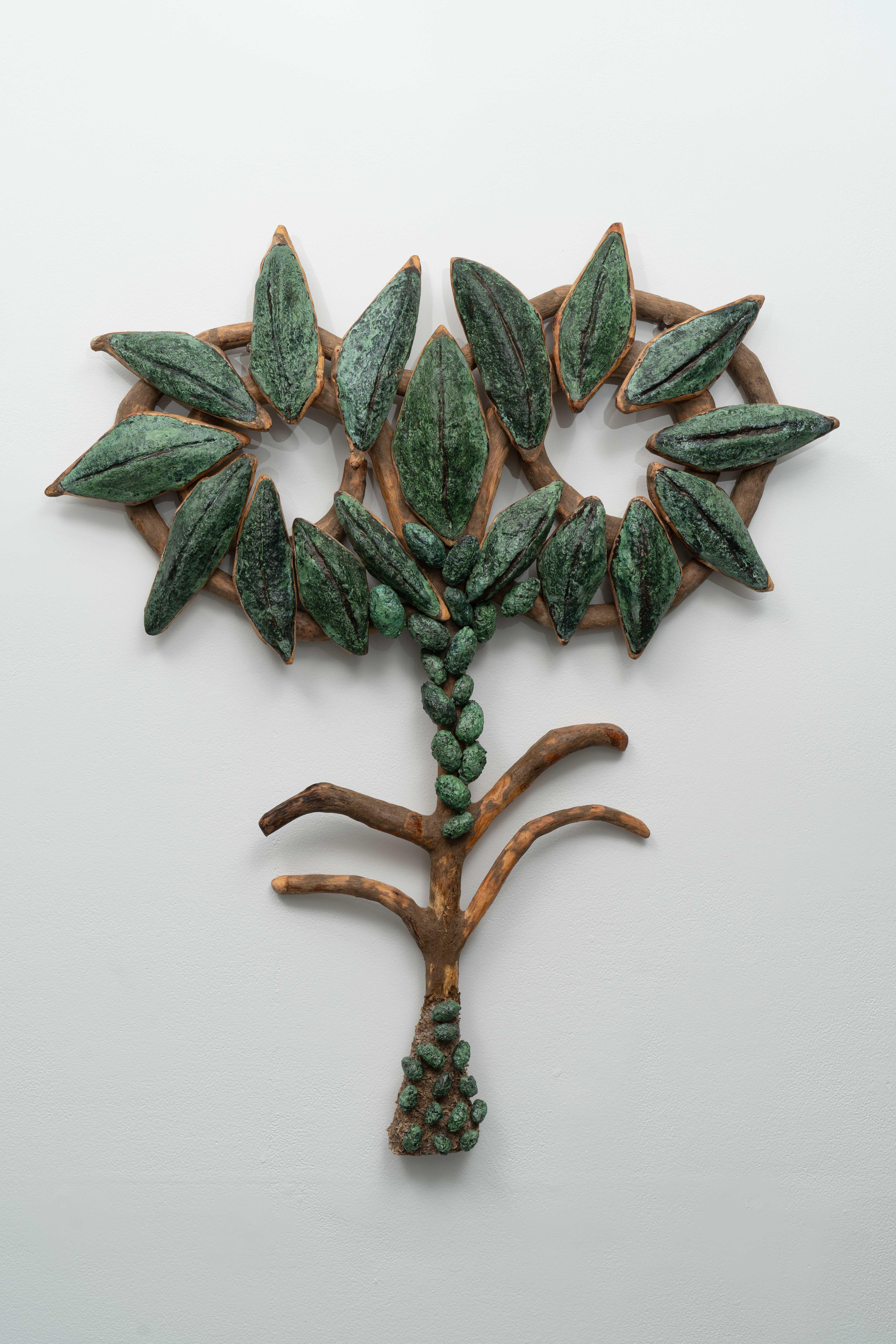 Loren Eiferman Still-Life Sculpture - Wall Sculpture of plant: "Spiraling Borage”