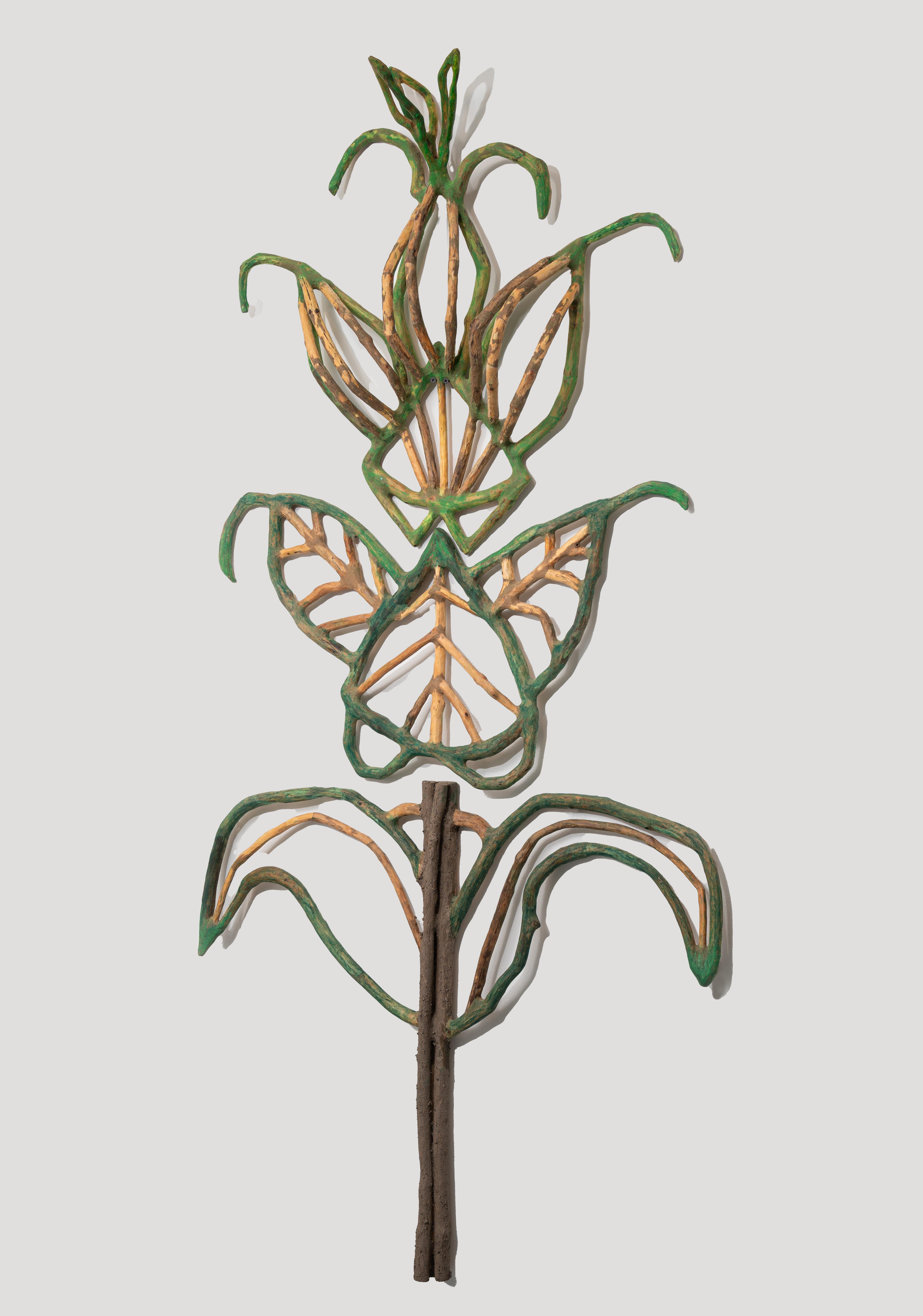 Große Holz-Wandskulptur: Self-Heal/Prunella Grandiflora – Sculpture von Loren Eiferman