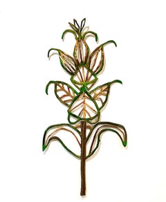 Grande sculpture murale en bois : Self-Heal/Prunella Grandiflora