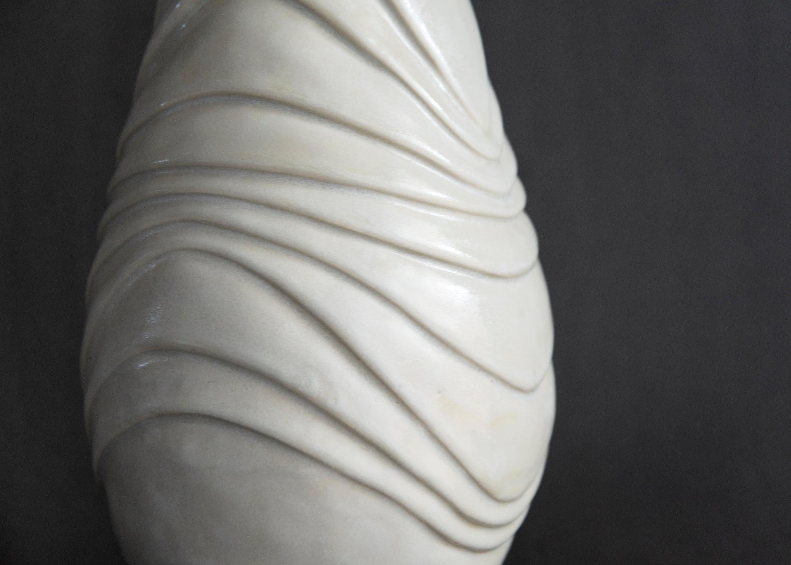Carved Stoneware Vessel No 1 - decorative, handcrafted, ceramic vessel For Sale 3