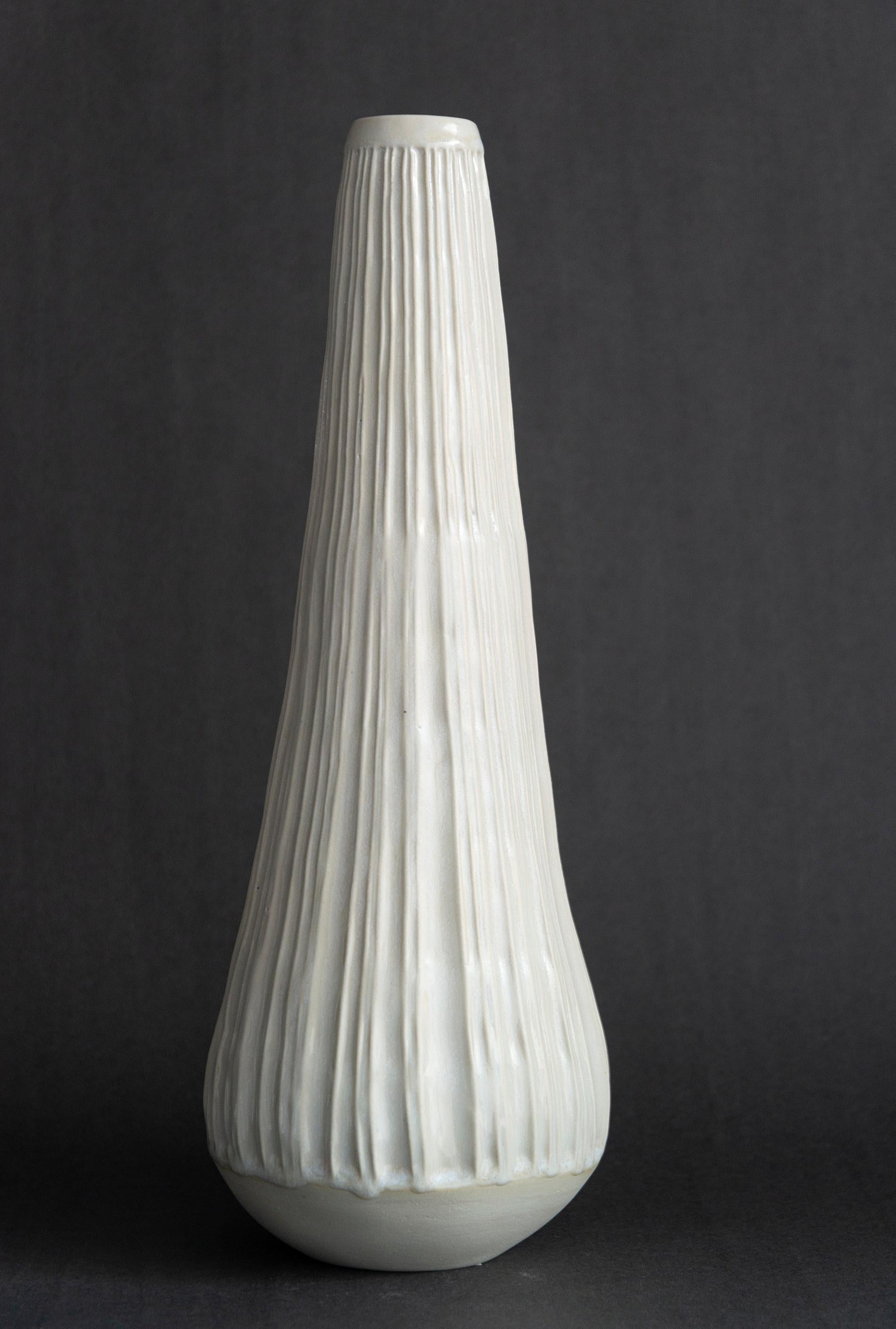 Carved Stoneware Vessel No 3 - decorative, handcrafted, ceramic vessel - Sculpture by Loren Kaplan