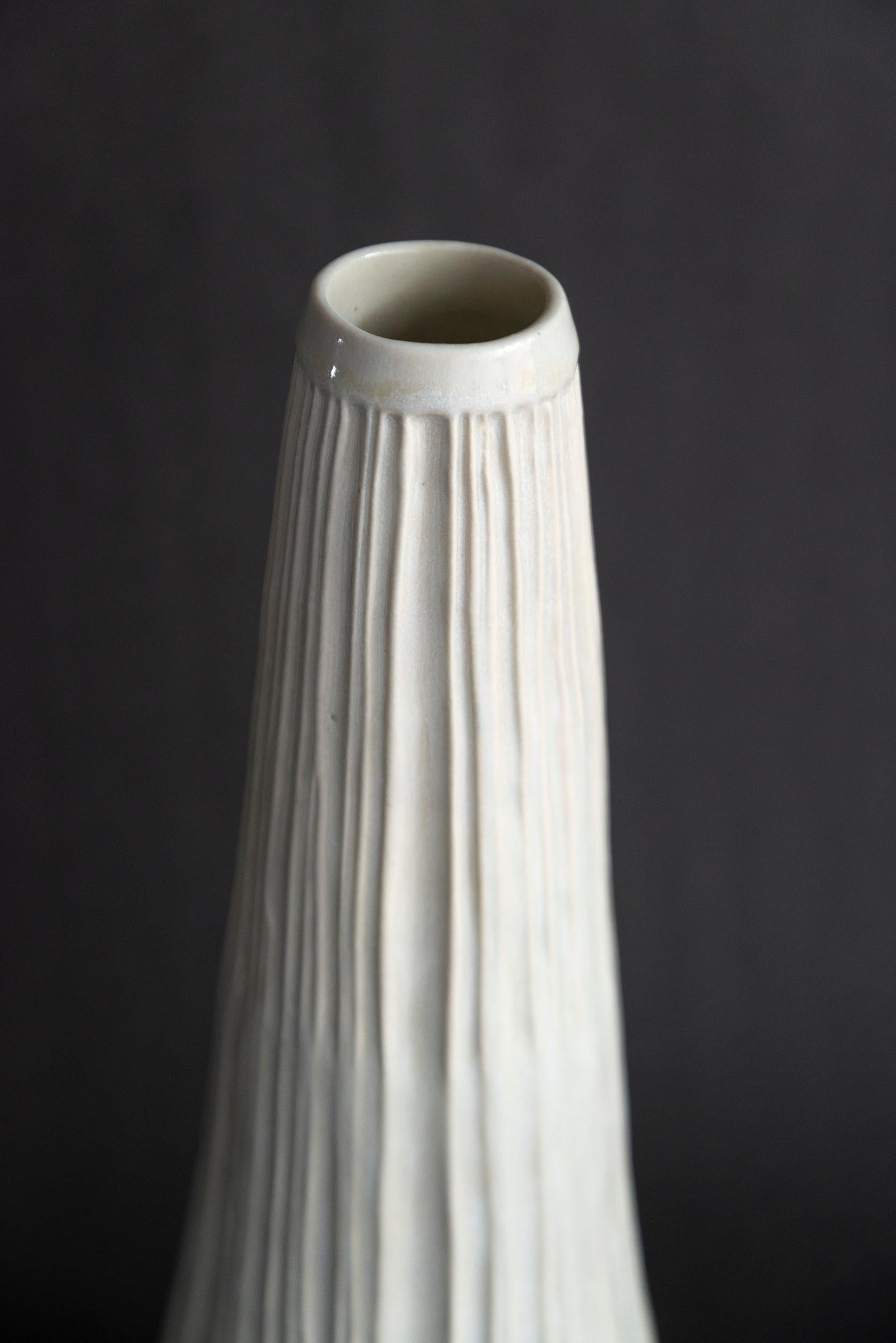 Carved Stoneware Vessel No 3 - decorative, handcrafted, ceramic vessel - Contemporary Sculpture by Loren Kaplan