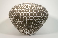 Large Engraved Petal Motif Vessel - decorative, handcrafted, porcelain vessel