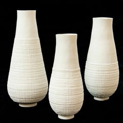 White Porcelain Vessel Trio - Elegant Ceramic Vases