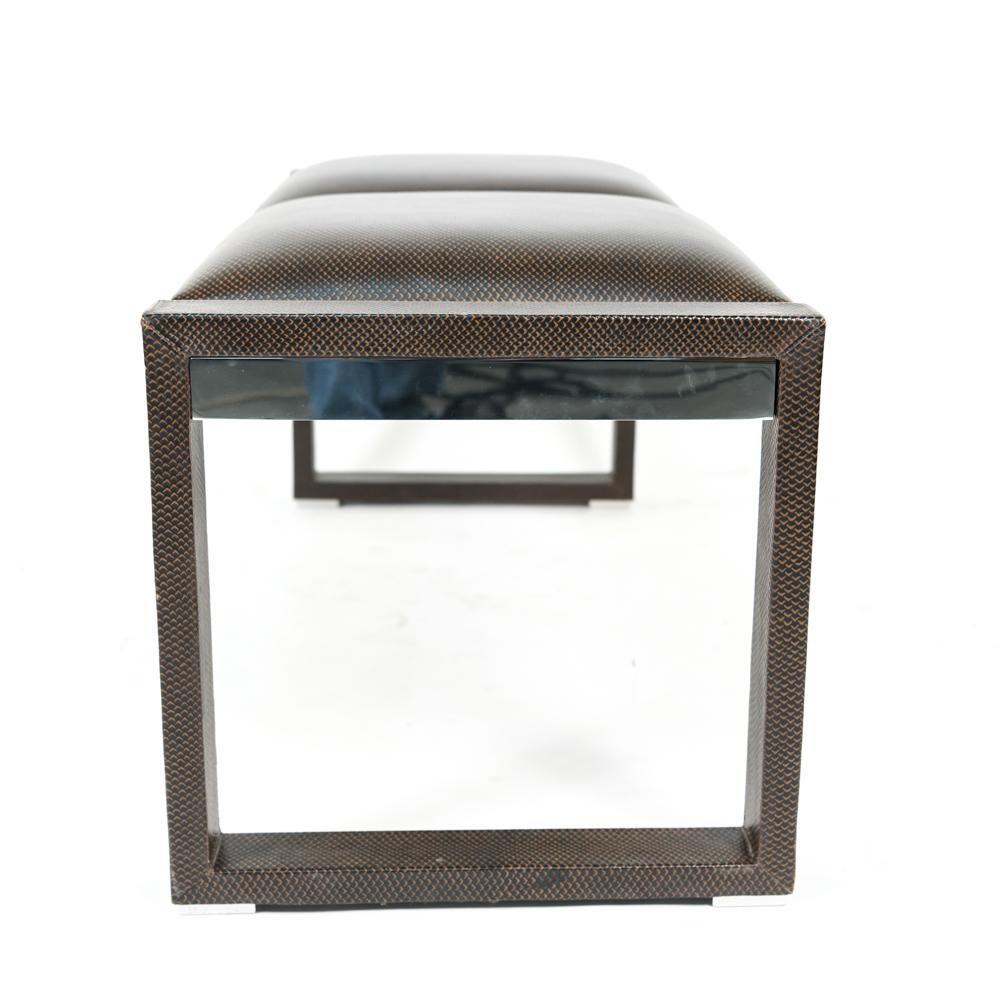 Panchina di design Loren Marsh in pelle goffrata e acciaio inox lucido in vendita 12