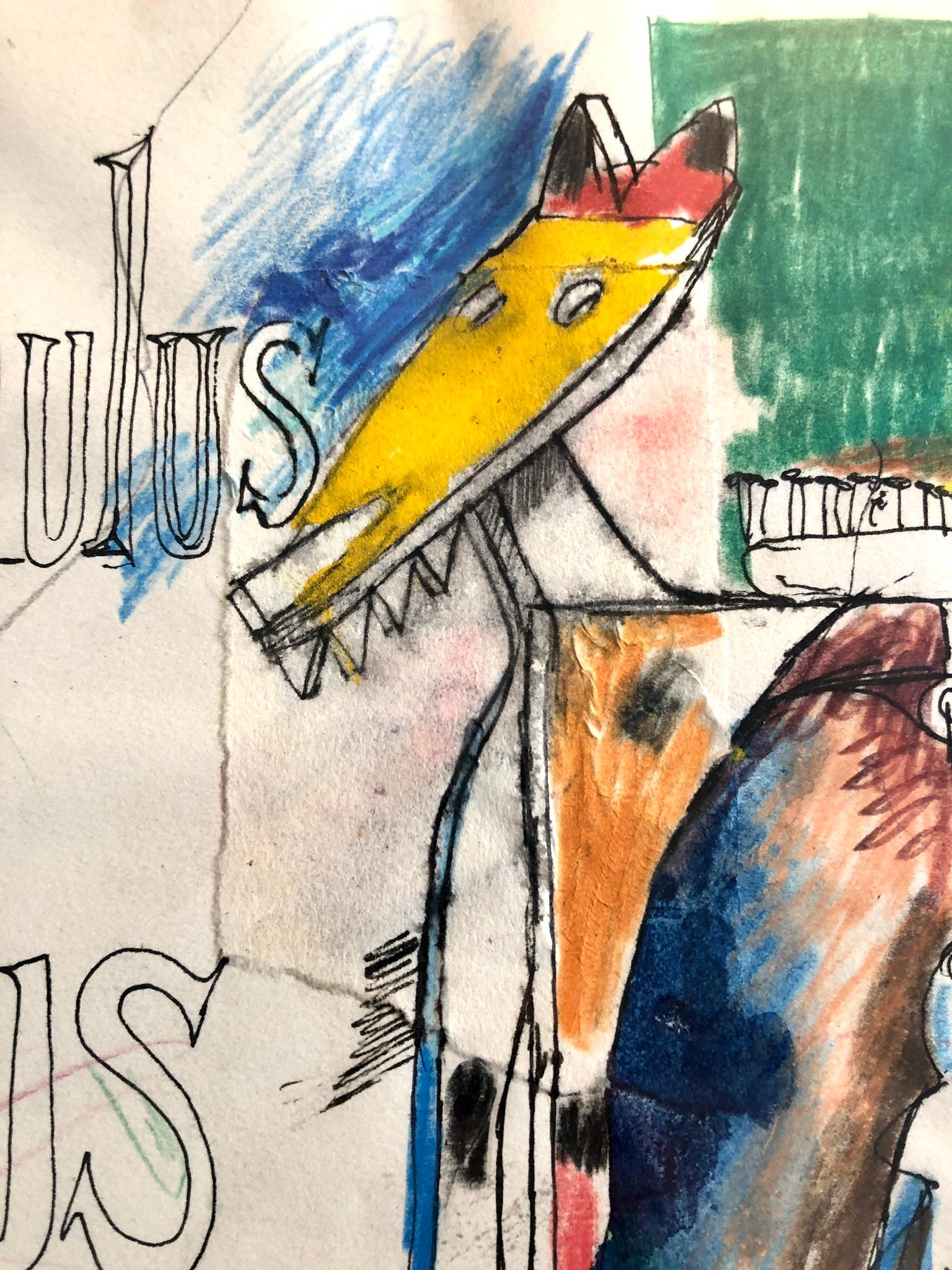 Peinture néo-expressionniste au collage de techniques mixtes, dessin d'un artiste de New York en vente 1