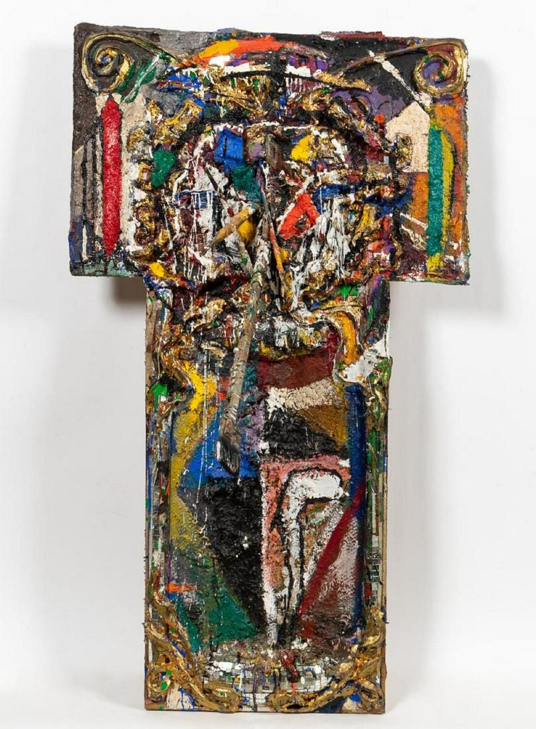 Abstract Painting de Loren Munk - Técnica Mixta Neo Expresionista Collage Ensamblaje Pintura Escultura Art Brut
