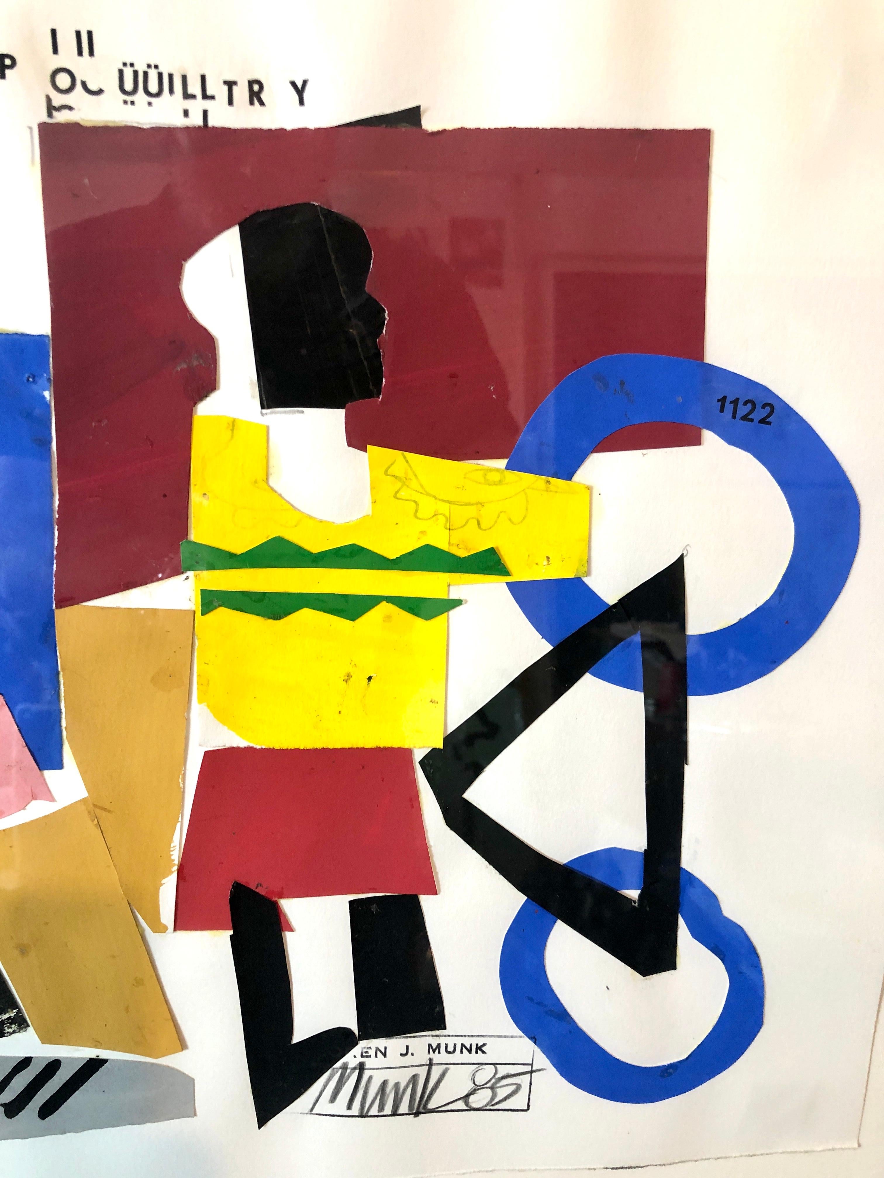 Técnica mixta Pintura collage neoexpresionista Niños afroamericanos, Bicicleta NY en venta 2