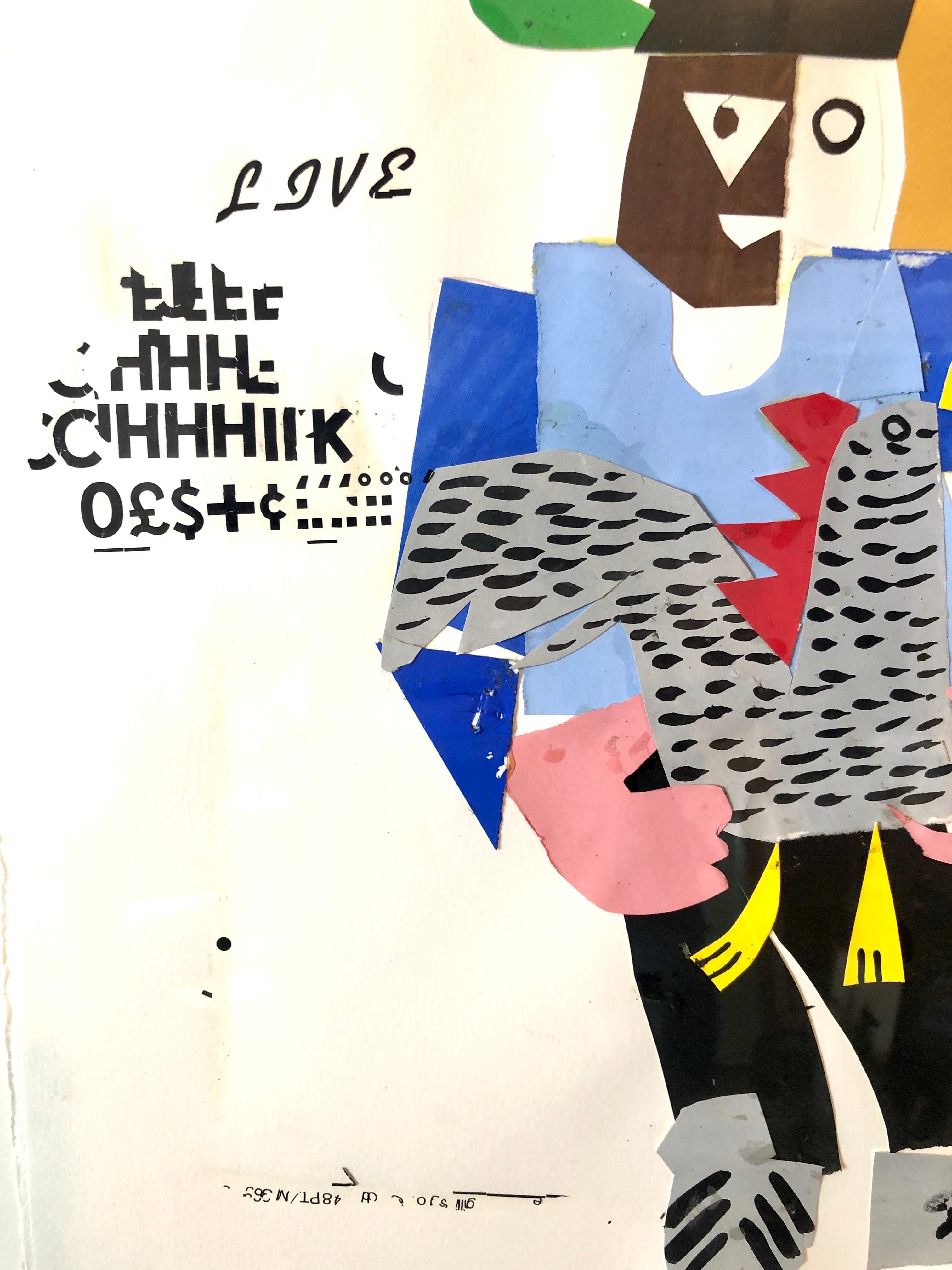 Técnica mixta Pintura collage neoexpresionista Niños afroamericanos, Bicicleta NY en venta 4