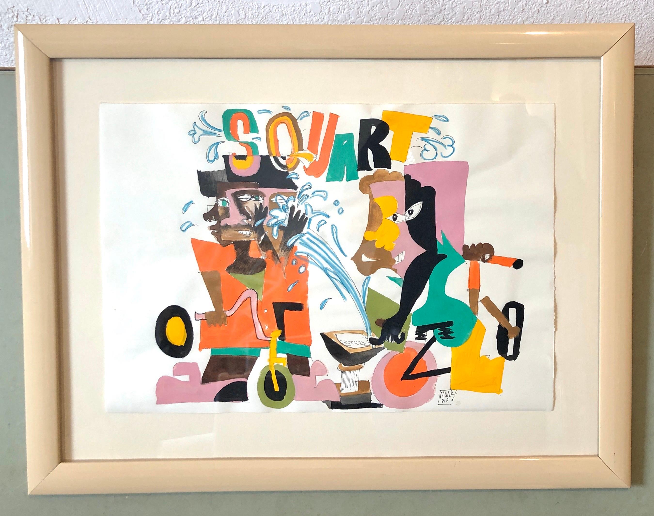 Pittura neoespressionista a tecnica mista Disegno di bambini afroamericani nel parco in vendita 4