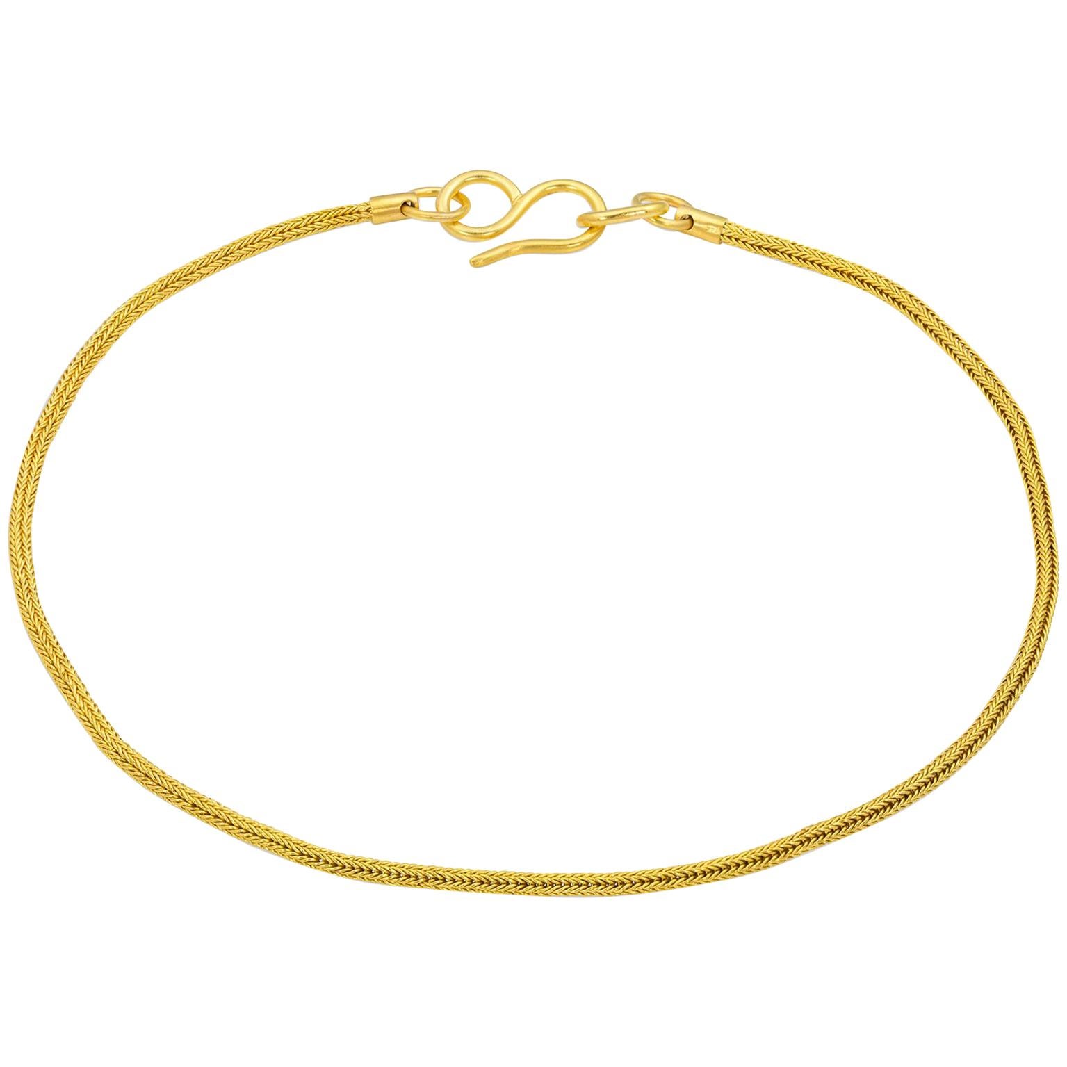 Loren Nicole 22k Gold Woven Handwoven Ancient Greek Chain Necklace For Sale