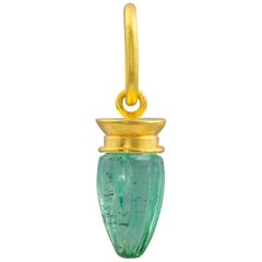 Loren Nicole 22k Yellow Gold and Carved Emerald Charm Pendant 