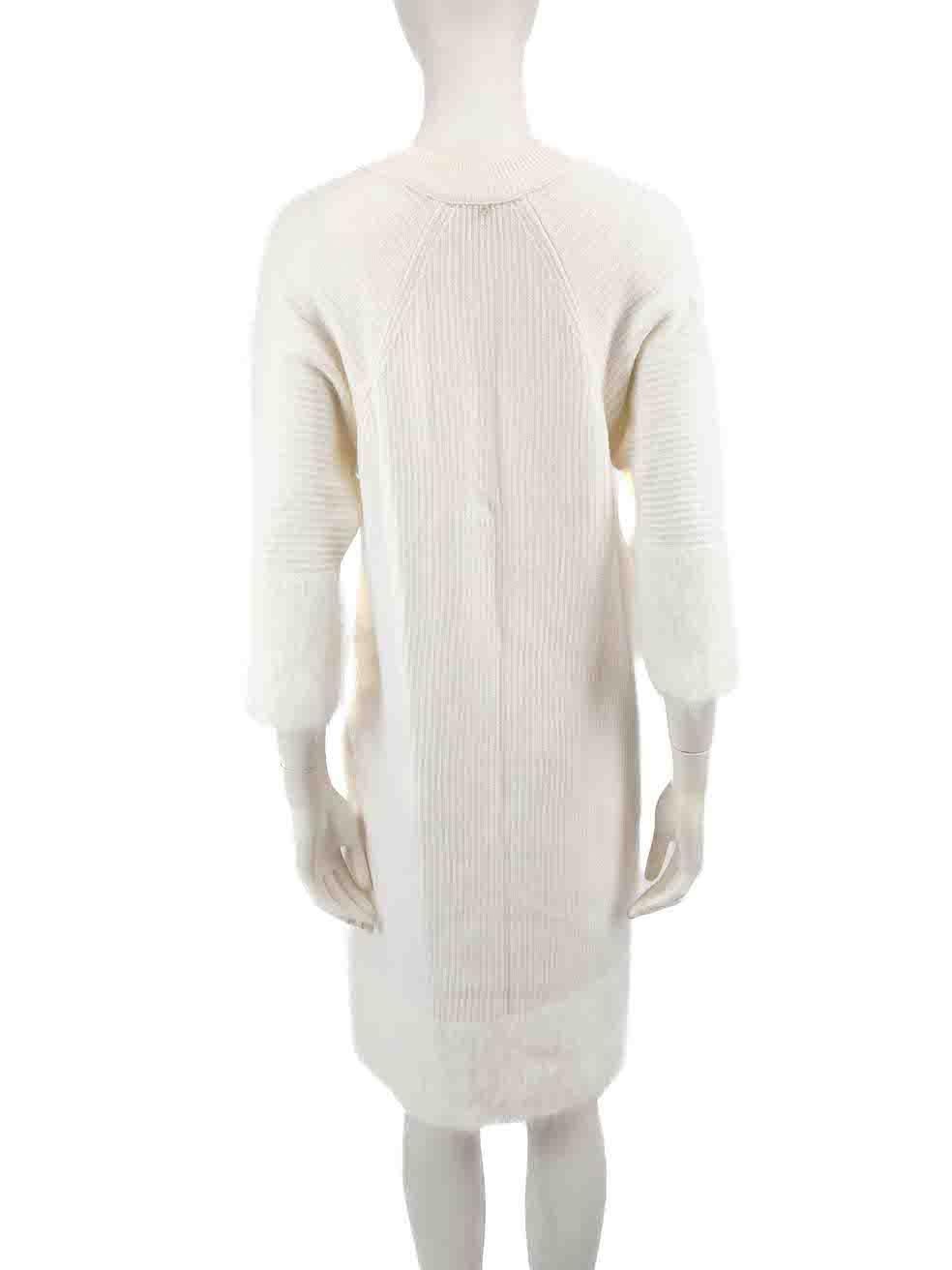 Lorena Antoniazzi White Brushed Knit Dress Size M In Good Condition For Sale In London, GB