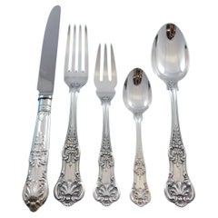 Lorena by Cassetti Sterling Silver Dinner Flatware Set Service 63 Pieces, Italy