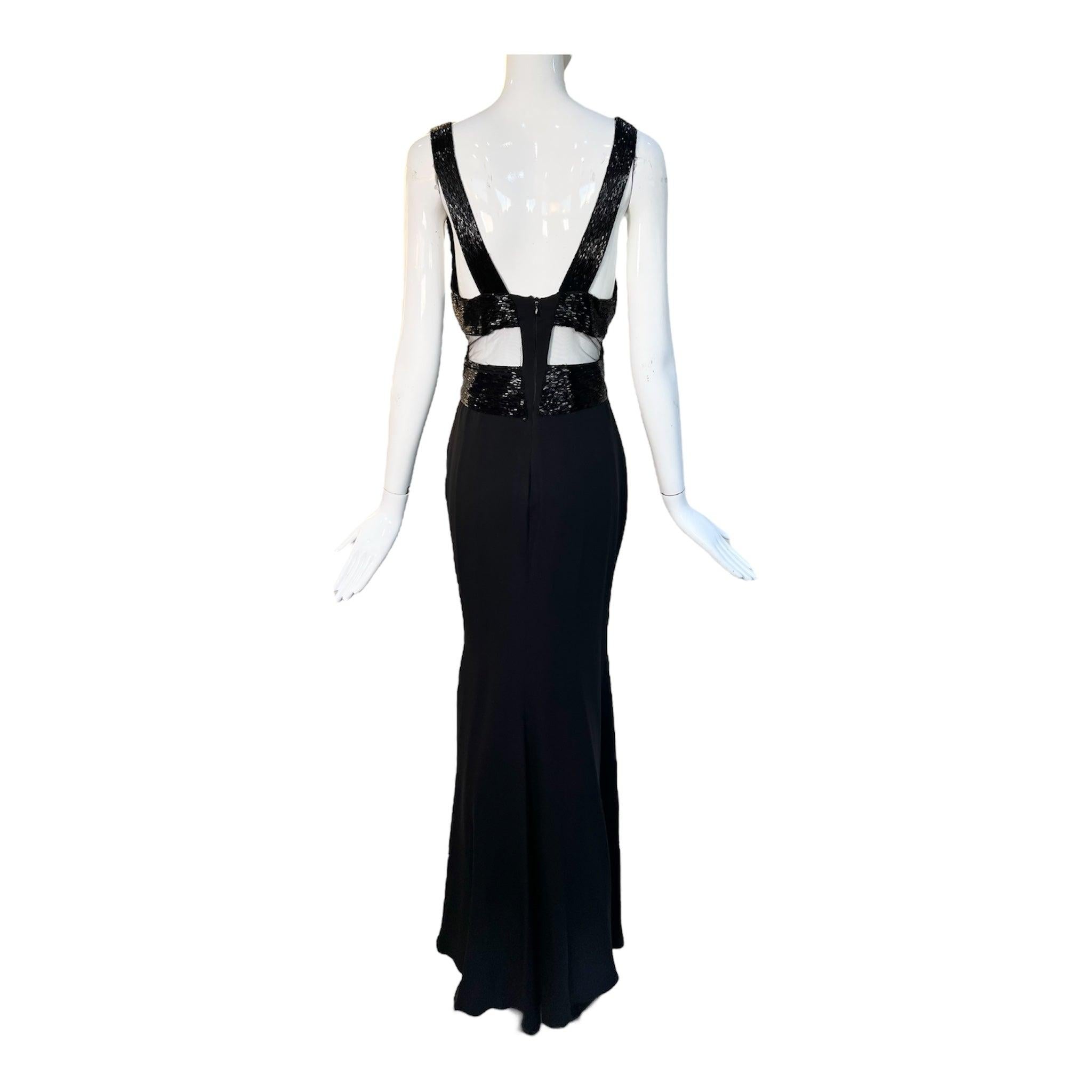 Lorena Sarbu Fall RTW Black Peek-A-Boo Beaded Bodice Gown, 2014 In New Condition For Sale In Los Angeles, CA