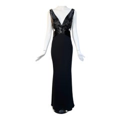 Lorena Sarbu Fall RTW Black Peek-A-Boo Beaded Bodice Gown, 2014
