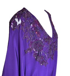 Lorena Sarbu Purple Silk Caftan w/Sequins and Beading