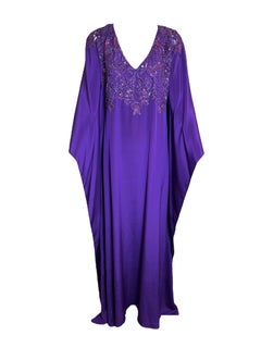 Lorena Sarbu Purple Silk Caftan w/Sequins and Beading