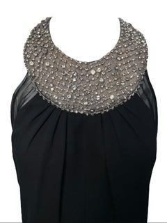 Lorena Sarbu Rhinestone High Neck Gown with Dramatic Front Slit, 2000s