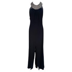 Lorena Sarbu Rhinestone High Neck Gown with Dramatic Front Slit, 2000s