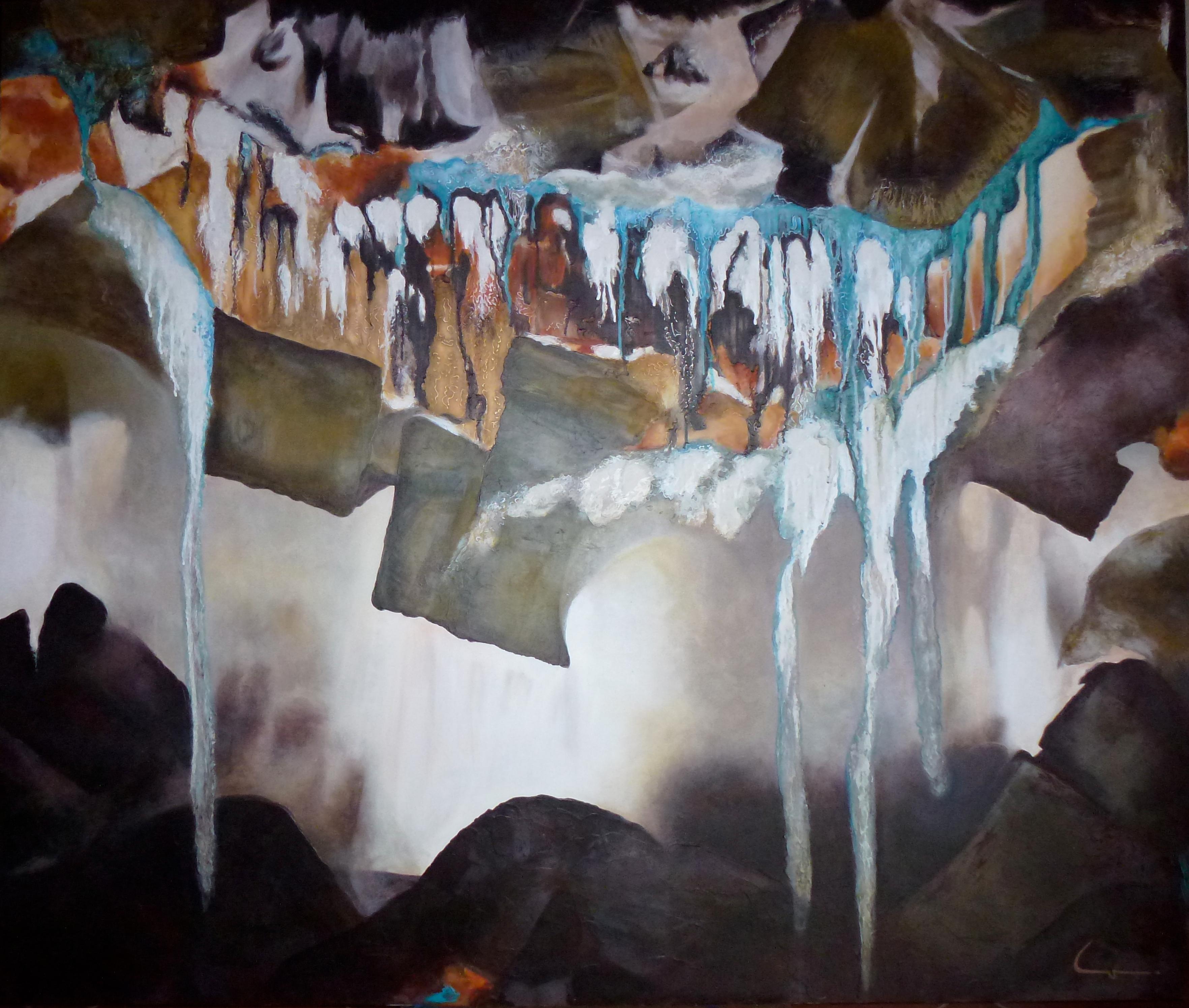 Lorena Villalobos Abstract Painting - The Rocks Also Cry
