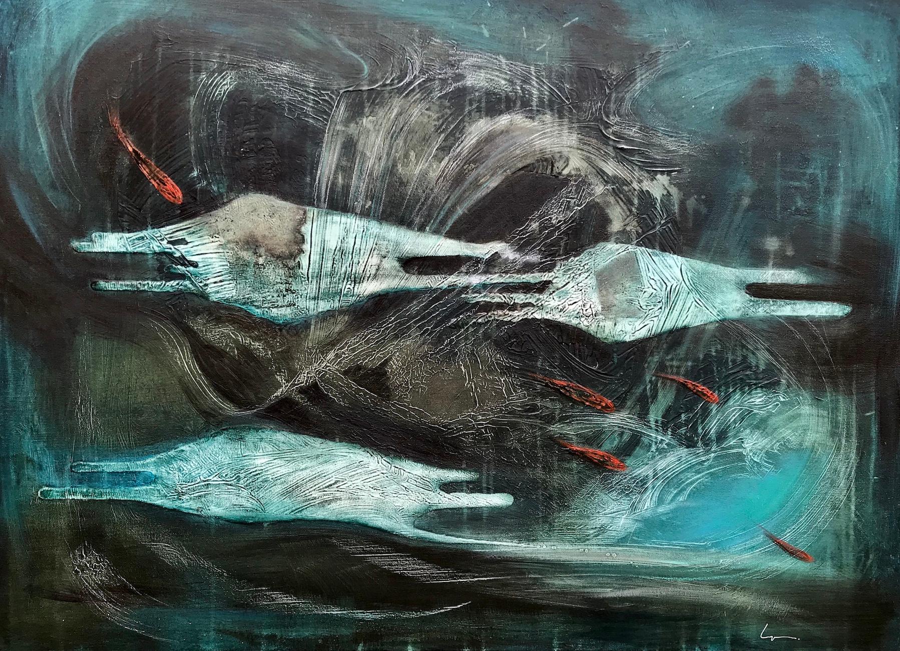 Lorena Villalobos Abstract Painting - Undersea Abstract