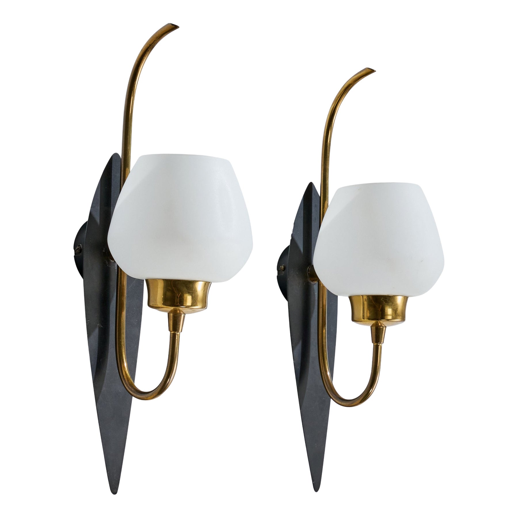 Lorentzons, Apliques, Latón, Metal, Vidrio, Noruega, Años 50