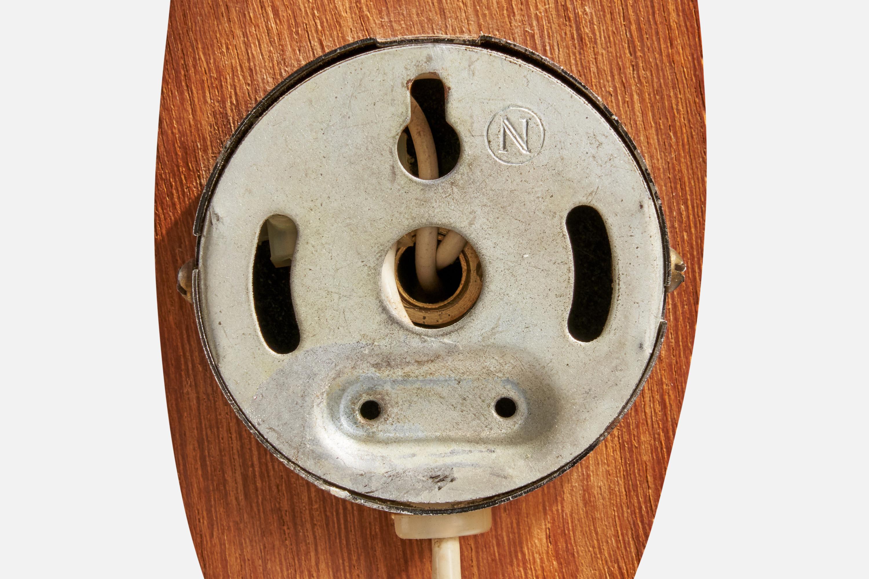 Lorentzons, Wall Lights, Brass, Teak, Glass, Sweden, 1950s For Sale 5