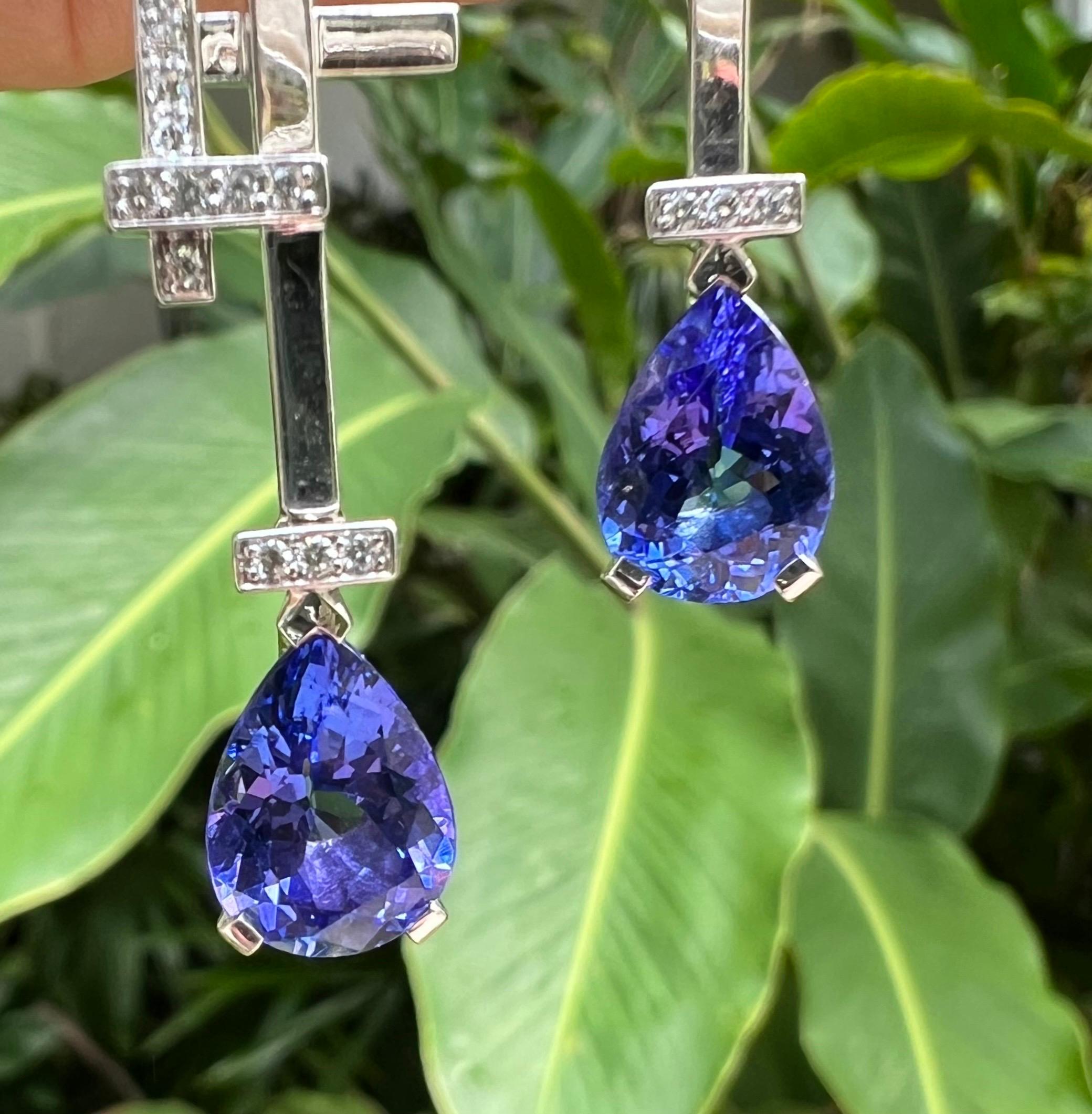 Lorenz Baumer Boucles d'oreilles Tetris en or blanc 18 carats diamant Tanzanite en vente 7
