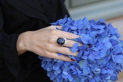 Lorenz Bäumer 31 Carat Cushion Cut Spinel Sapphire White Diamonds Cocktail Ring