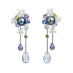 Lorenz Bäumer Pearls Aquamarines Amethysts Sapphires Diamonds Couture Earrings