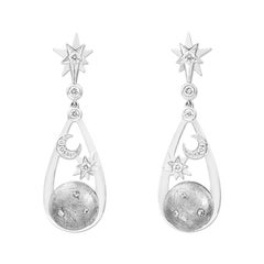 Lorenz Bäumer Unique Meteorite Diamonds White Gold Earrings