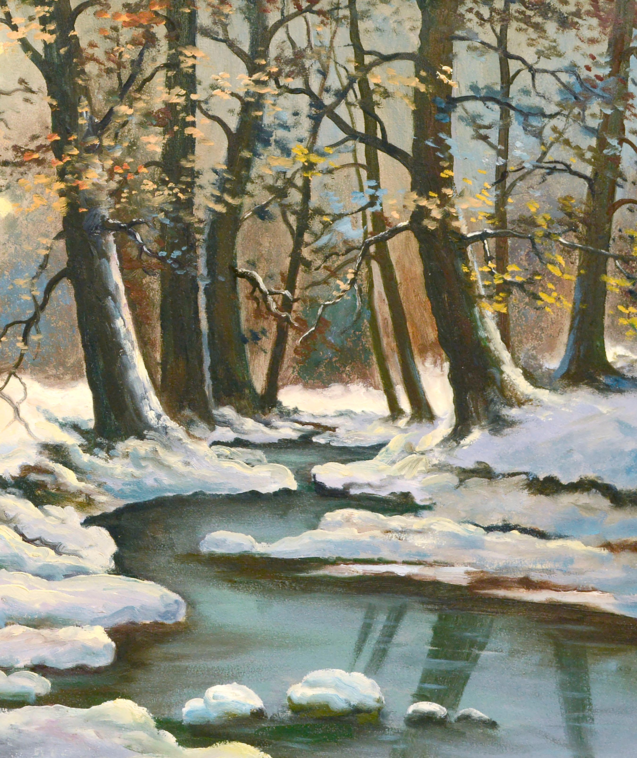 Winter Stream lgemlde-Landschaft aus der Mitte des Jahrhunderts  (Amerikanischer Impressionismus), Painting, von Lorenz E. Griffith