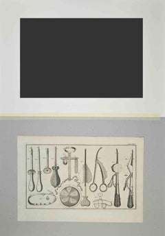Surgical Instruments - Etching by Lorenz Heister - 1750